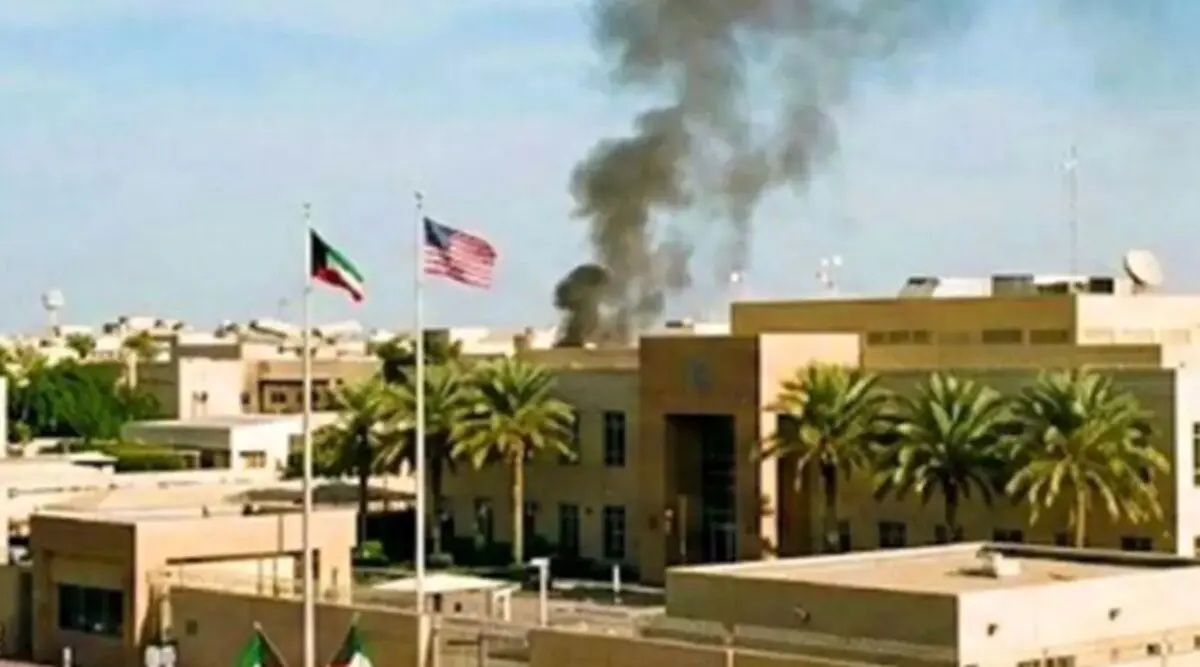 دود از سفارت آمریکا در کویت بلند شد