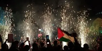جشن مردم تهران در میدان فلسطین +فیلم و تصویر