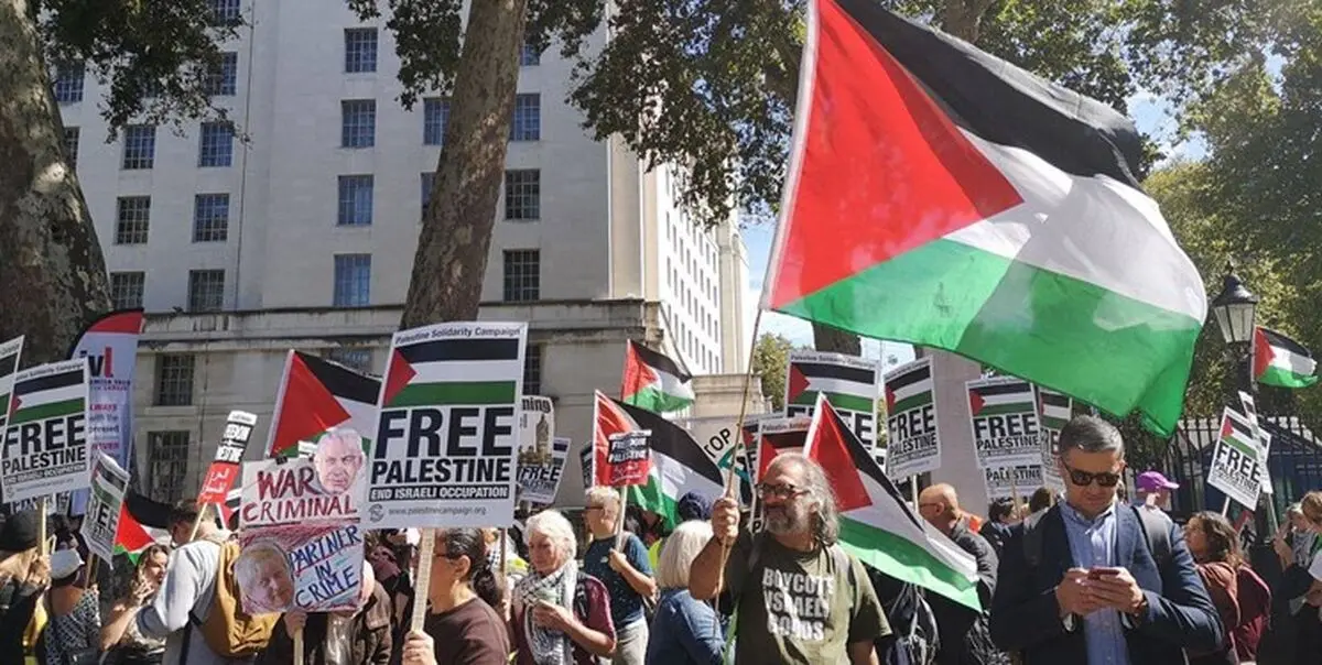 تظاهرات حامیان فلسطین علیه سفر «نتانیاهو» به لندن
