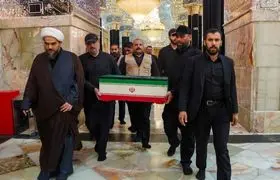 ورود پیکر رهبرشهید و خانواده به حرم سیدالشهداء(ع) 