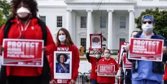 اعتراض پرستاران آمریکایی به ناتوانی ترامپ در مبارزه با کرونا+تصاویر