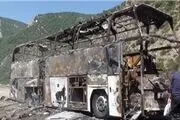 حریق اتوبوس بنز حامل زائران اربعین+ جزئیات
