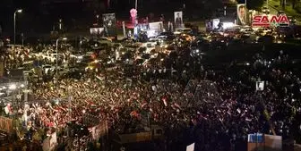 جشن و پایکوبی مردم سوریه با اعلام پیروزی بشار اسد