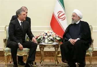 دیدار رئیس دومای روسیه با حسن روحانی در تهران