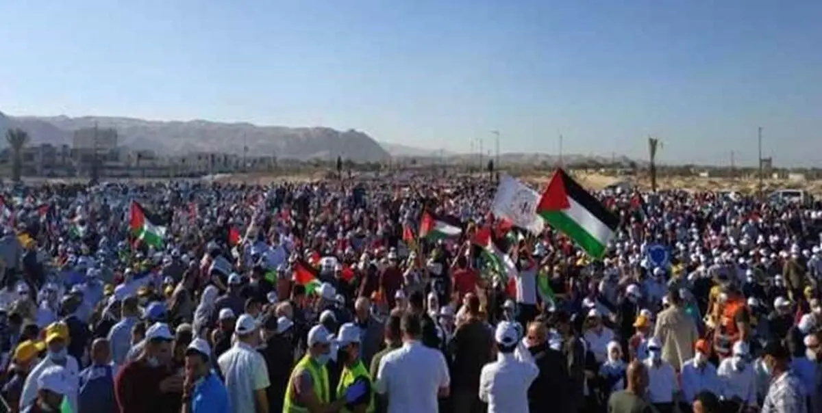 حمله ارتش صهیونیستی به راهپیمایی فلسطینی‌ها 