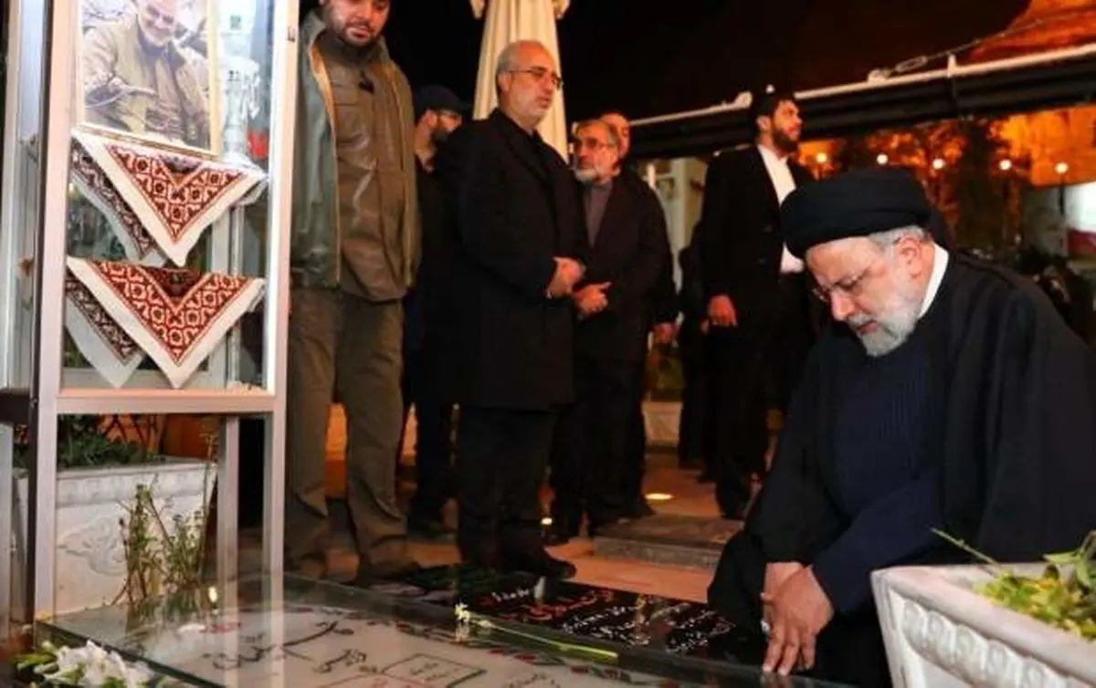 زیارت سحرگاهی رئیسی بر مزار حاج قاسم