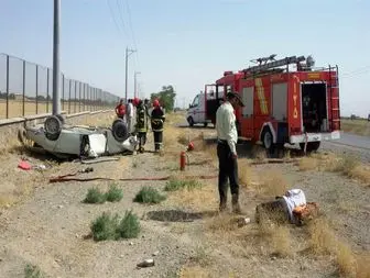واژگونی خودرو در جاده فرح‌آباد شاندیز
