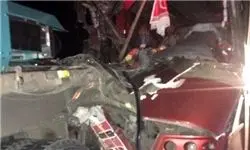 تصادف تریلی با اتوبوس در آمل