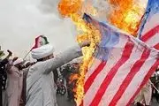 آتش زدن پرچم آمریکا توسط روحانیت/ گزارش تصویری