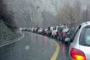 بارش شدید برف در گردنه حیران/ عکس
