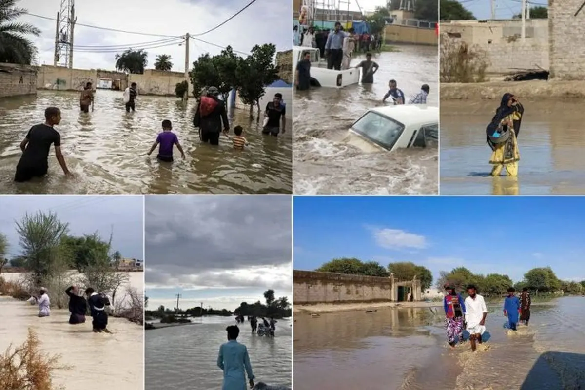 سیل چابهار امروز و گرفتار شدن ۲۱ روستا