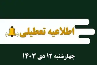 اطلاعیه تعطیلی| مدارس کدام شهرها فردا چهارشنبه ۱۲ دی ۱۴۰۳ تعطیل شدند؟