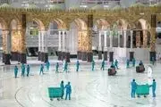 ضدعفونی روزانه مسجدالحرام در ایام حج عمره/ گزارش تصویری
