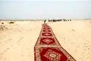 پهن کردن فرش قرمز گرانقیمت برای عبور وزیر در صحرا