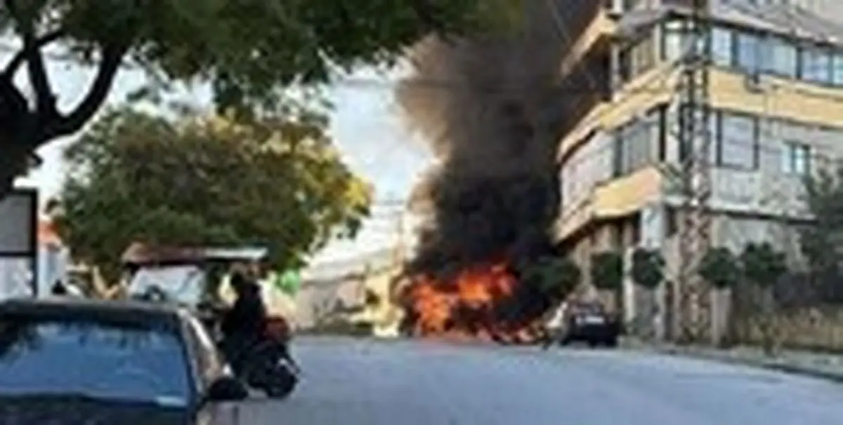 تصاویر حمله پهپادی به یک خودرو