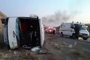 واژگونی اتوبوس زائران اربعین در اتوبان قزوین ـ رشت