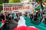 
فریاد مرگ بر اسرائیل در خیابان‌های لندن
