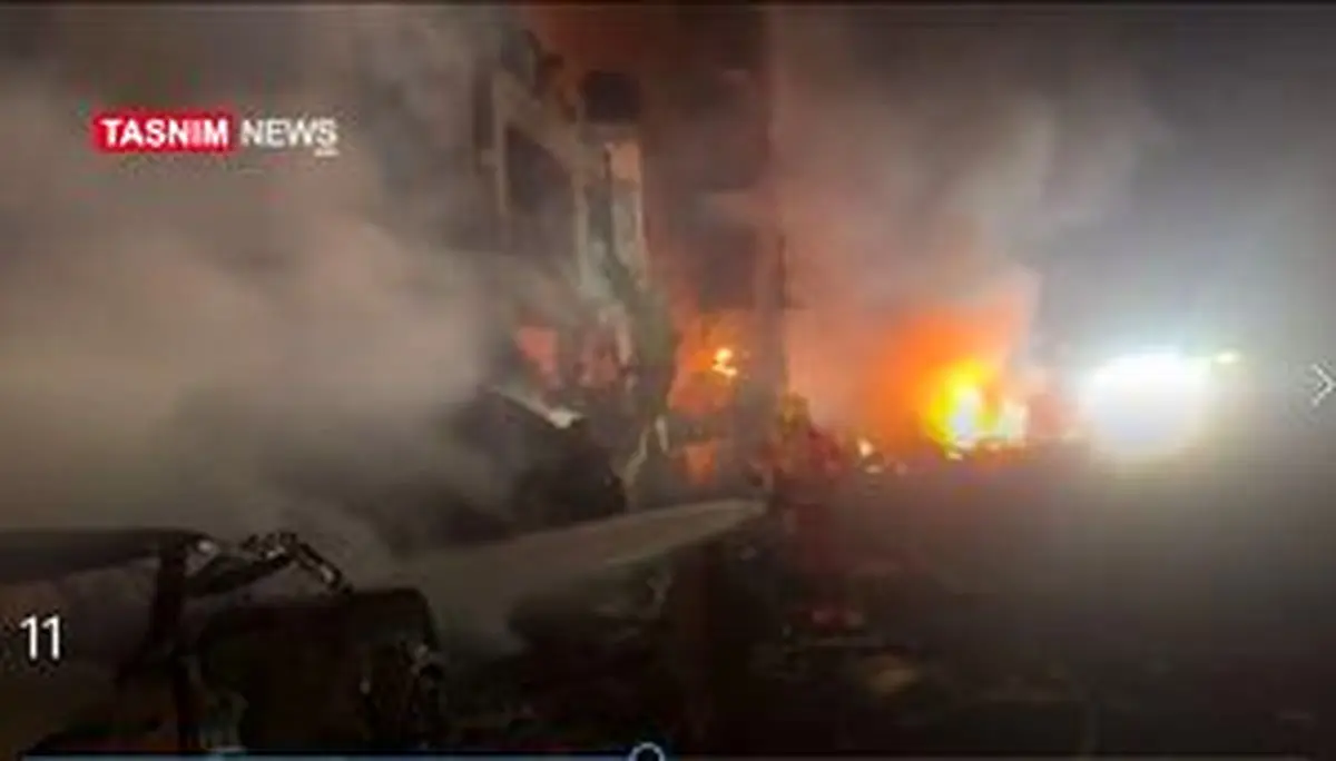 ویرانی عظیم در جوار وزارت جنگ صهیونیست‌ها