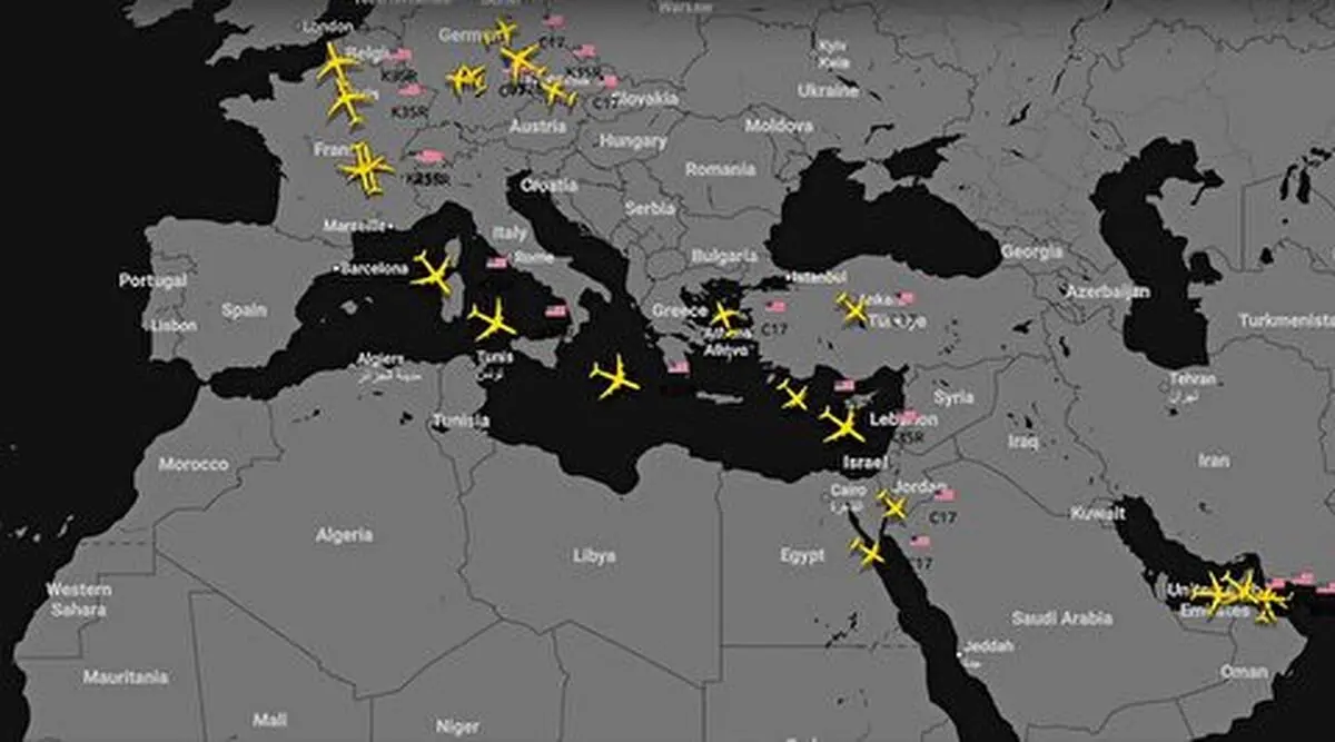  تصاویر انتقال گسترده تسلیحات نظامی به خاورمیانه برای تشدید حملات به ایران 