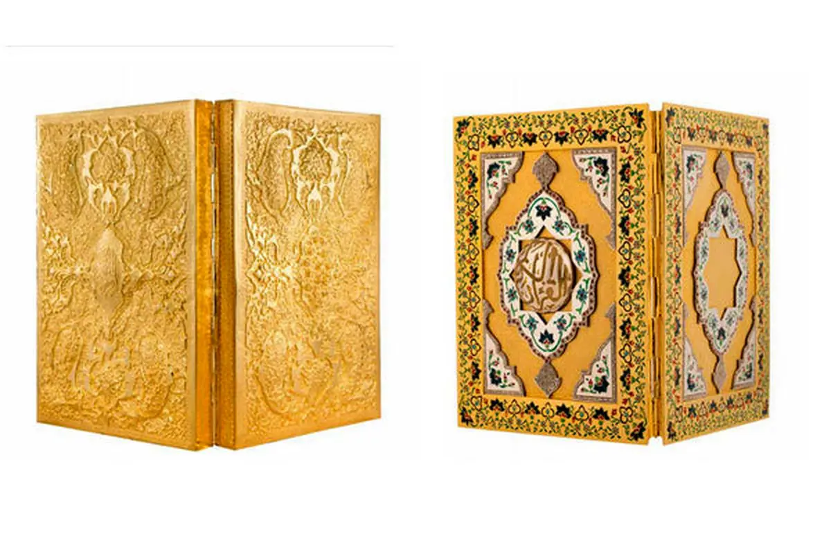 کتابت متفاوت قرآن کریم با نخ و سوزن/ عکس