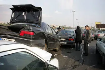تصادف زنجیره‌ای ۶ خودرو در ساوه- همدان