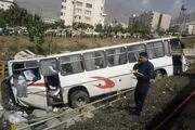 واژگونی اتوبوس دانش آموزان چهارم ابتدایی داخل کانال آب