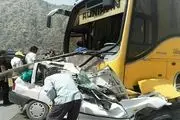 8 مجروح در پی برخورد اتوبوس با خودرو سواری پراید