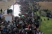 ساکنان غزه راهپیمایی پرچم برگزار می کنند