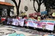 تجمع مردم ونزوئلا در حمایت از ایران مقابل آمریکا