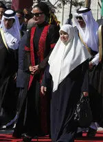 بانوی اول غزه در کنار همسر امیر قطر