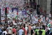  تظاهرات گسترده مردم در لندن علیه رژیم صهیونیستی+فیلم 