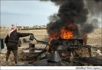 چاه نفت داعش در آتش سوخت