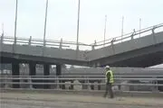 برچیدن پل موقت تقاطع رودخانه کن با بزرگراه فتح
