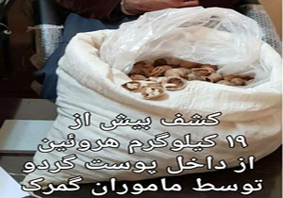 کشف بیش از ۱۹ کیلو گرم هروئین در داخل پوست گردو