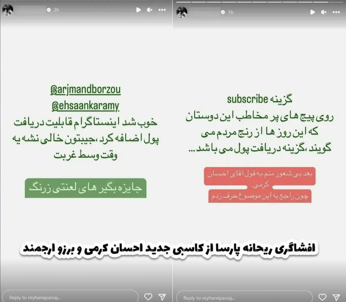 افشاگری ریحانه پارسا از کسب درآمد سلبریتی ها از اغتشاشات!