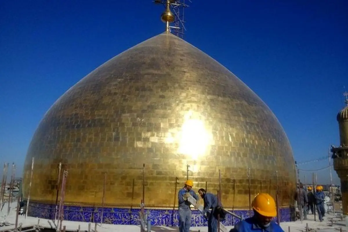 پایان عملیات ترمیم خشتهای گنبد حرم علوی+ عکس