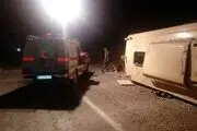  واژگونی اتوبوس حامل زائران افغان درمسیر بروجرد - اراک