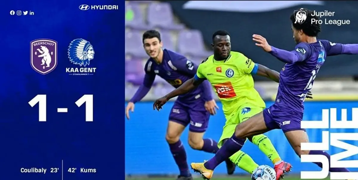  تساوی خنت مقابل بیرشات در لیگ فوتبال بلژیک