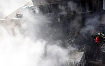 آتش سوزی در ساختمان 5 طبقه در چهار راه جهان کودک