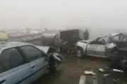 تصادف زنجیره ای 60 خودرو در محورخراسان رضوی به نیشابور