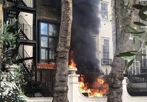 آتش سوزی در نزدیکی سفارت عربستان در لندن