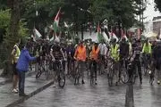 رکاب صدها دوچرخه‌سوار در حمایت از فلسطین در لندن