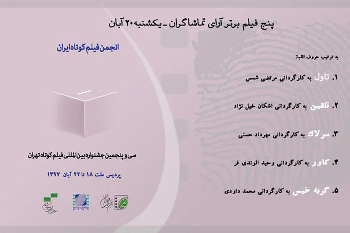 ۵ فیلم برتر مردمی در روز سوم جشنواره فیلم کوتاه