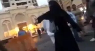 فیلم / سیلی مرد سعودی به یک زن و حمایت مبلغ سعودی