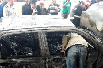 آتش سوزی خودرو در پمپ بنزین گرگان