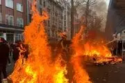 درگیری پلیس فرانسه با معترضان و آتش سوزی در مرکز شهر+ عکس
