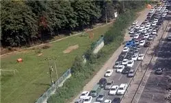 ترافیک سنگین در ورودی جاده چالوس