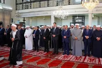 حضور «بشار اسد» در نماز عید قربان