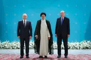 عکس یادگاری رئیسی،پوتین و اردوغان/ گزارش تصویری