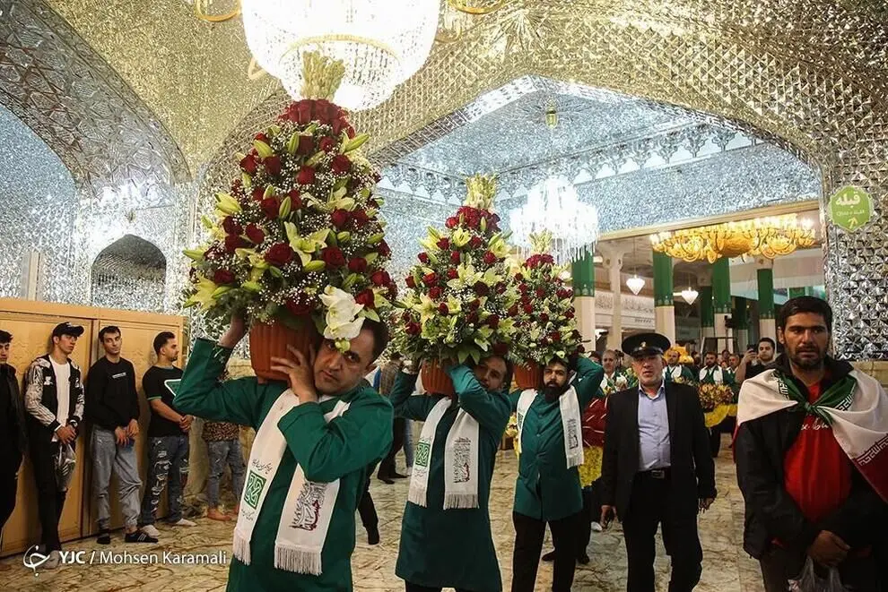 گل آرایی ضریح مطهر حضرت معصومه(س)/ گزارش تصویری 